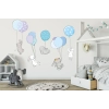 Zestaw naklejek z zającami i niebieskimi balonami